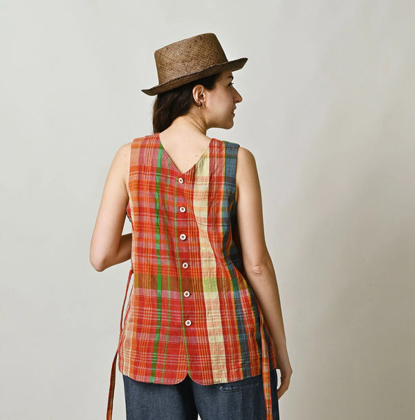45R Madras Sleeveless Top (Plant-Dyed)