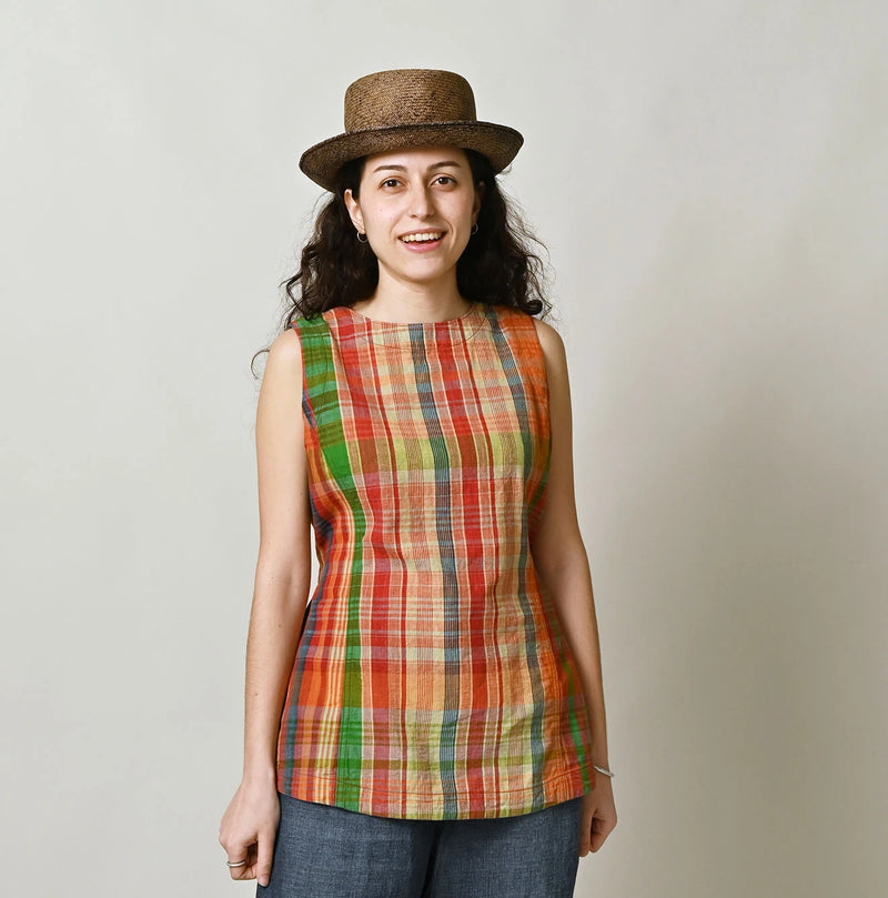 45R Madras Sleeveless Top (Plant-Dyed) - Image 8