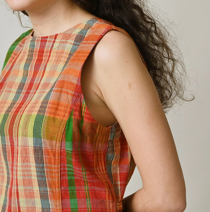 45R Madras Sleeveless Top (Plant-Dyed) - Image 11