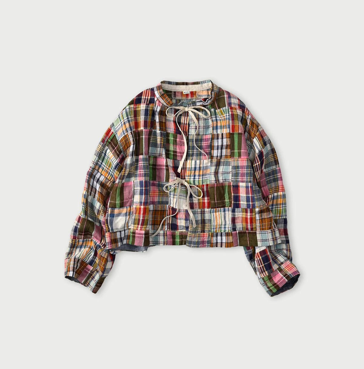 45R Linen Patchwork Military Smock Blouse