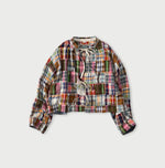 45R Linen Patchwork Military Smock Blouse