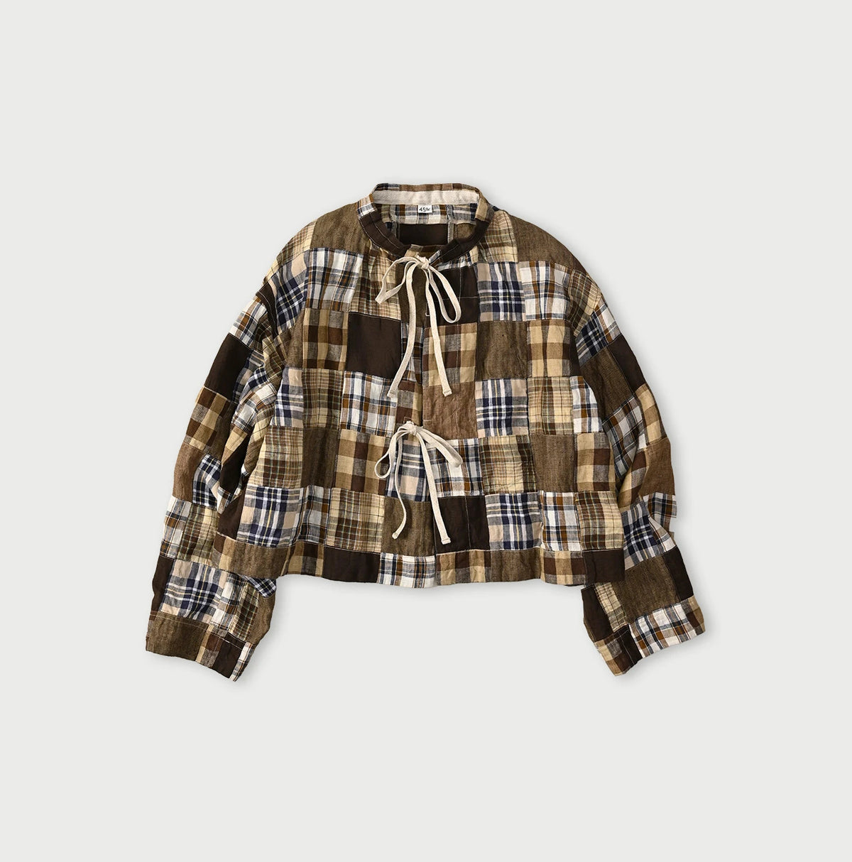 45R Linen Patchwork Military Smock Blouse