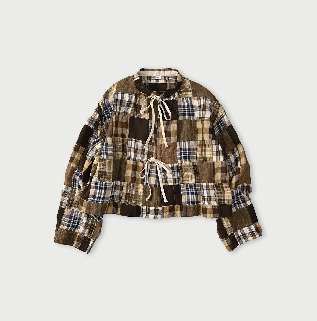 45R Linen Patchwork Military Smock Blouse - Image 2