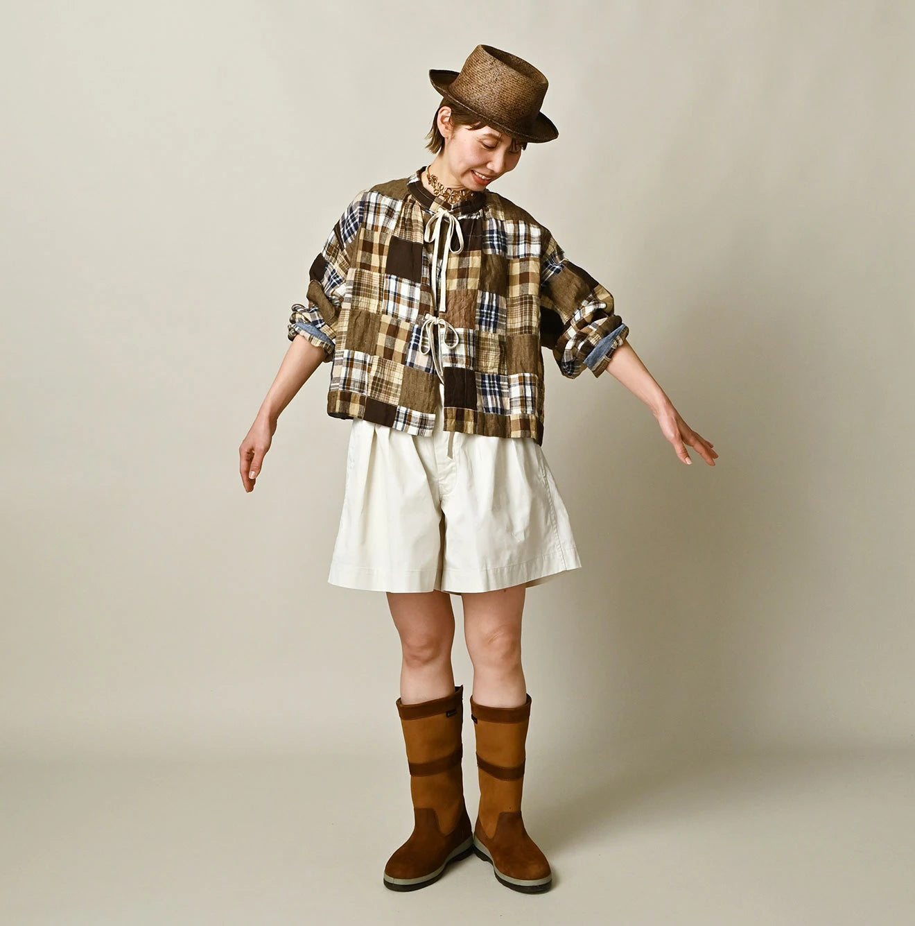 45R Linen Patchwork Military Smock Blouse - Image 3