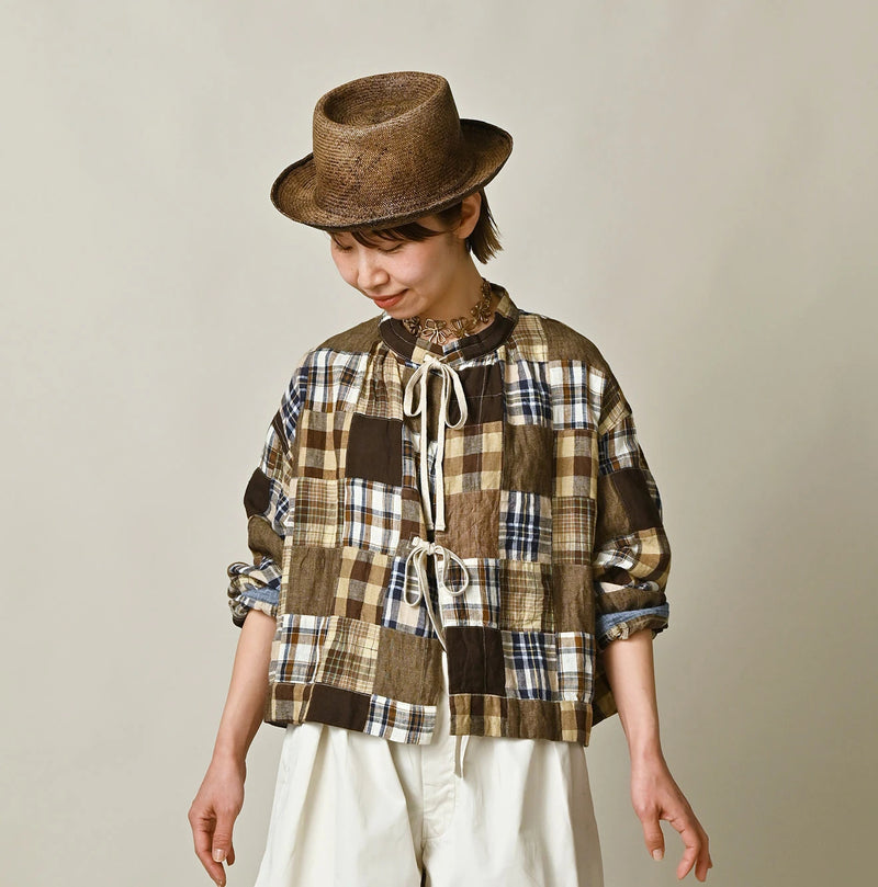 45R Linen Patchwork Military Smock Blouse - Image 4