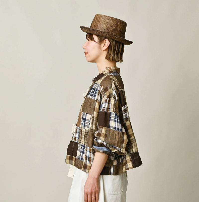 45R Linen Patchwork Military Smock Blouse - Image 5