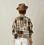 45R Linen Patchwork Military Smock Blouse