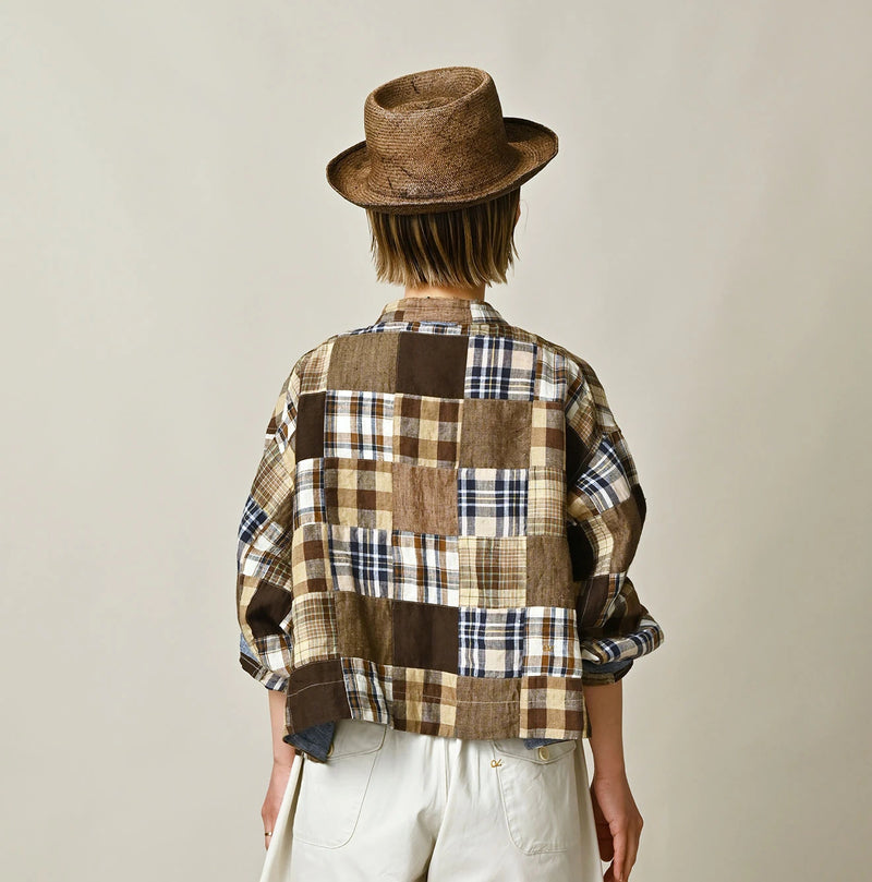 45R Linen Patchwork Military Smock Blouse - Image 6