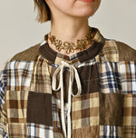 45R Linen Patchwork Military Smock Blouse