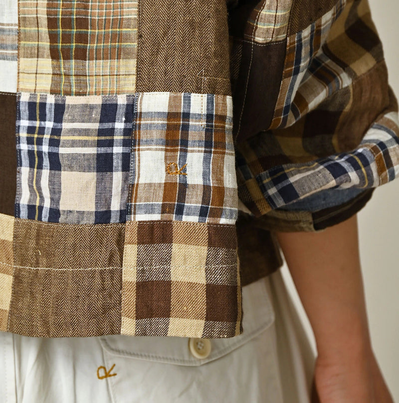 45R Linen Patchwork Military Smock Blouse - Image 11