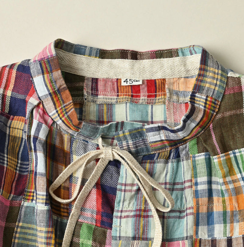 45R Linen Patchwork Military Smock Blouse - Image 13