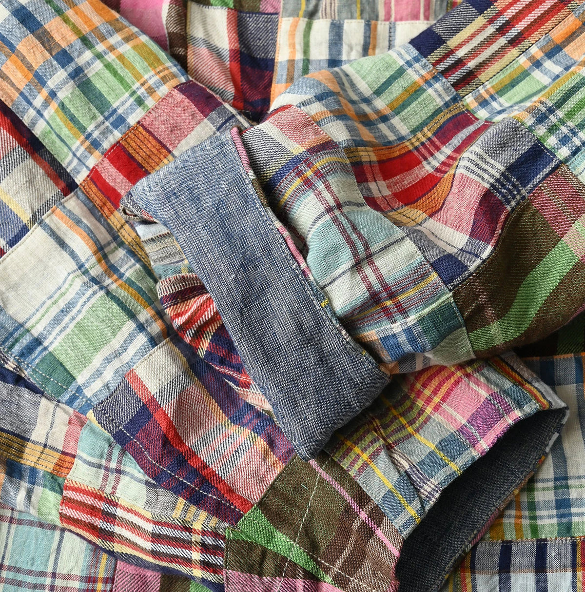 45R Linen Patchwork Military Smock Blouse