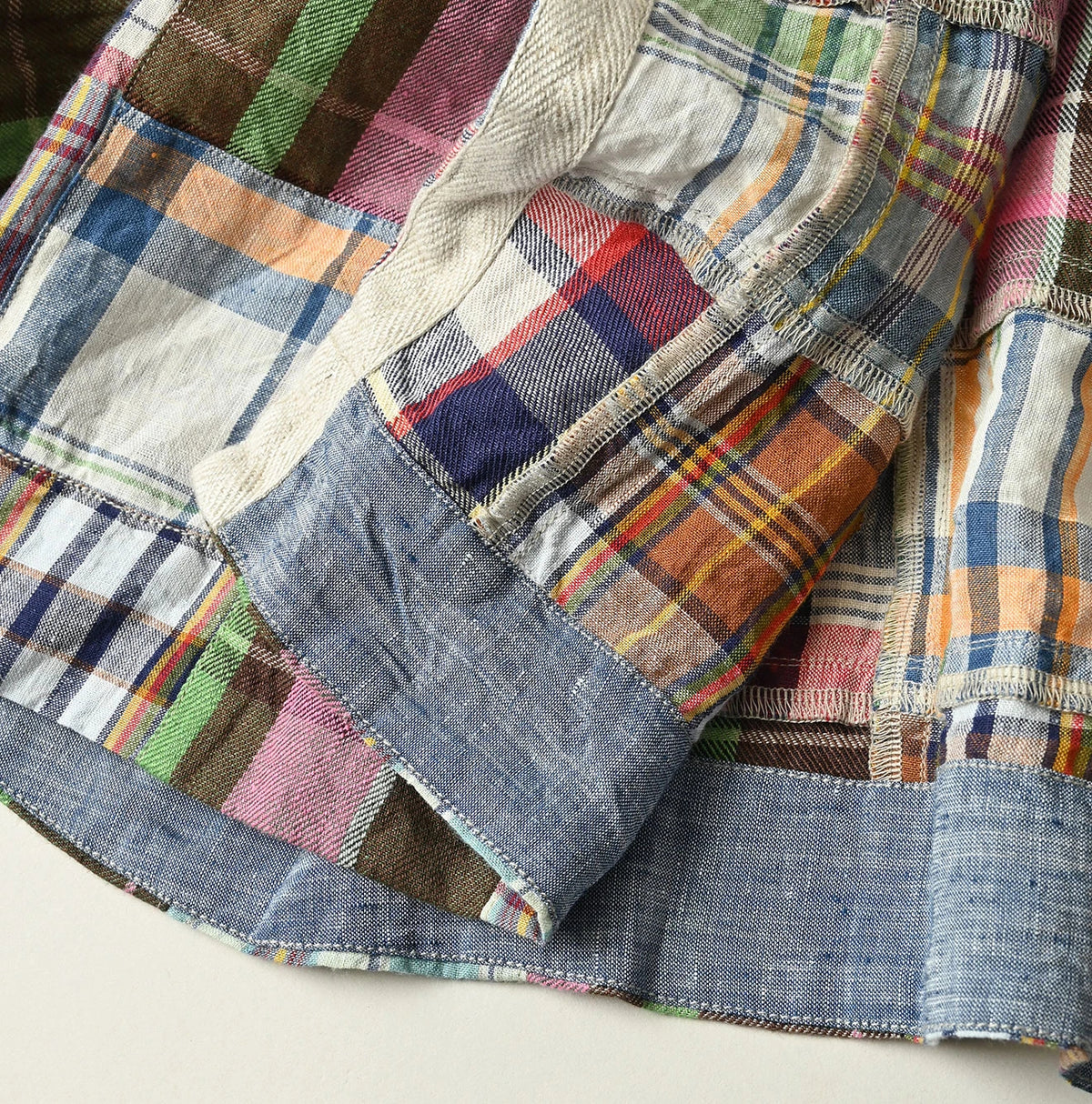 45R Linen Patchwork Military Smock Blouse