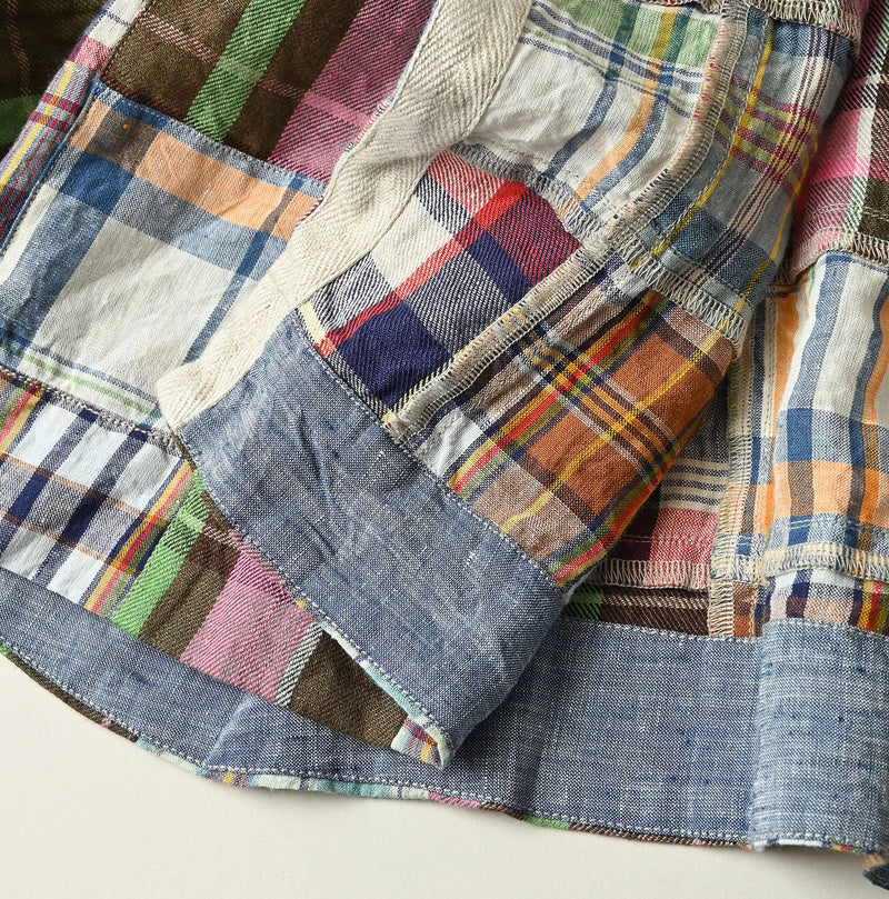 45R Linen Patchwork Military Smock Blouse - Image 17