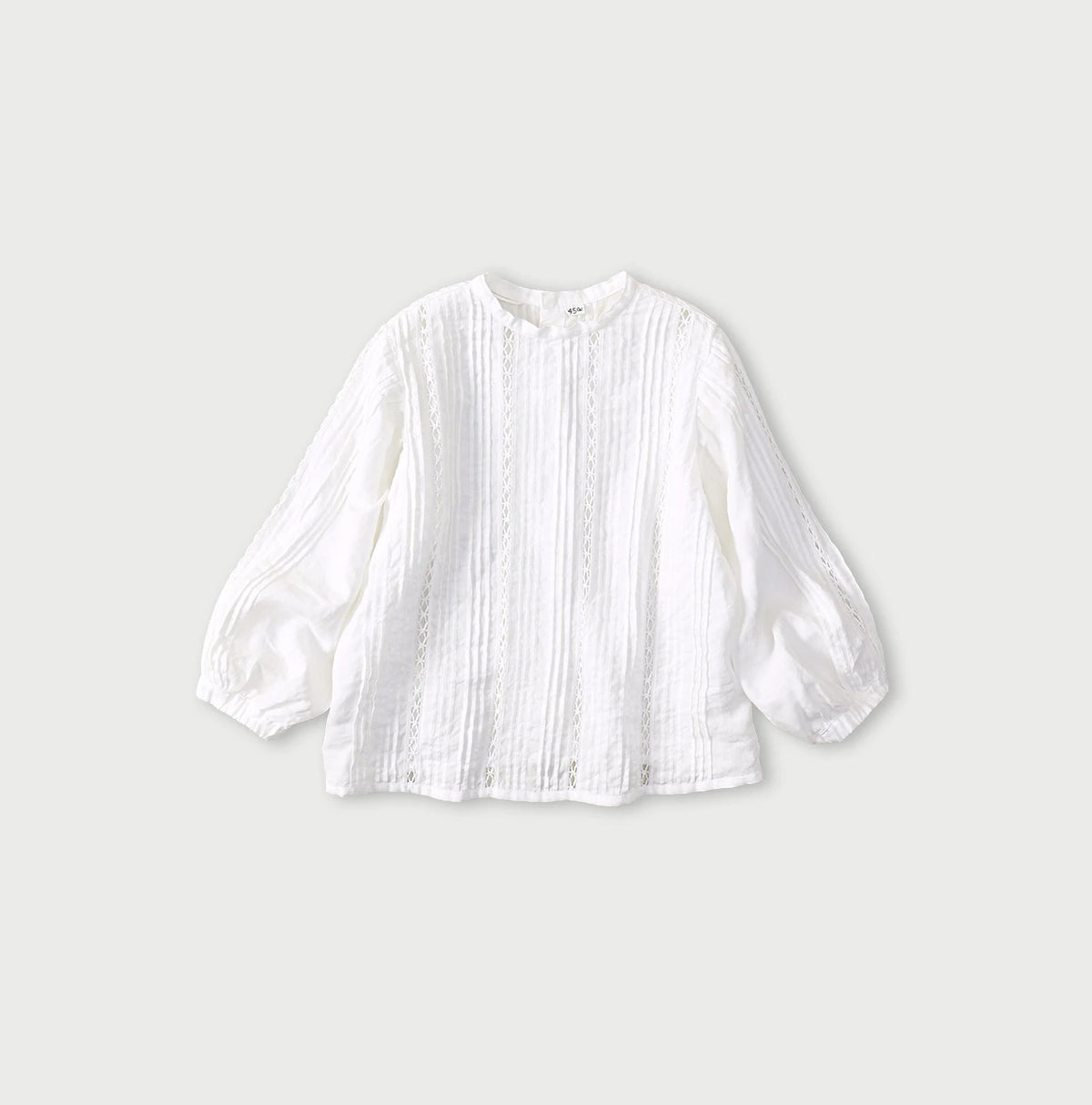 45R Linen Pintuck Lace Blouse