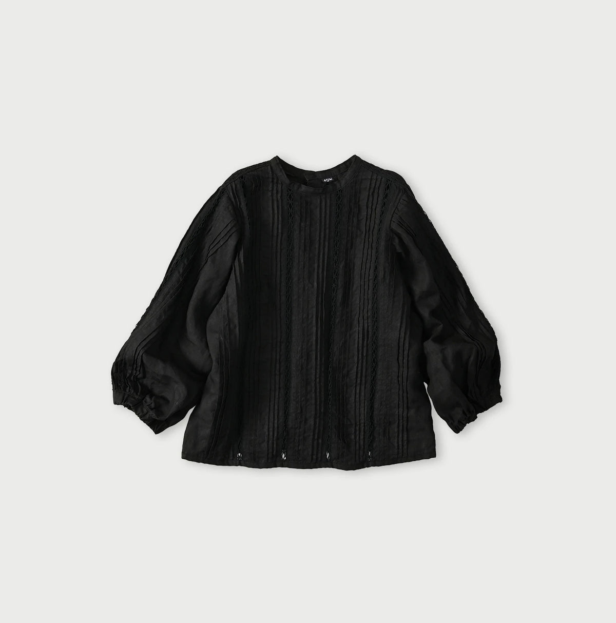 45R Linen Pintuck Lace Blouse