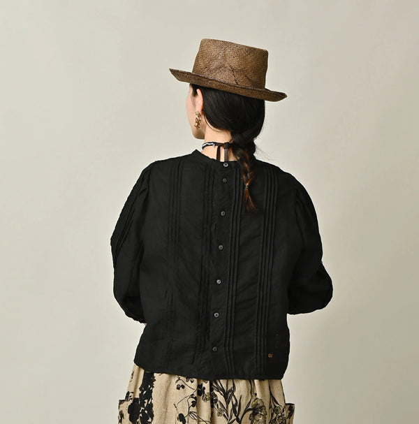 45R Linen Pintuck Lace Blouse