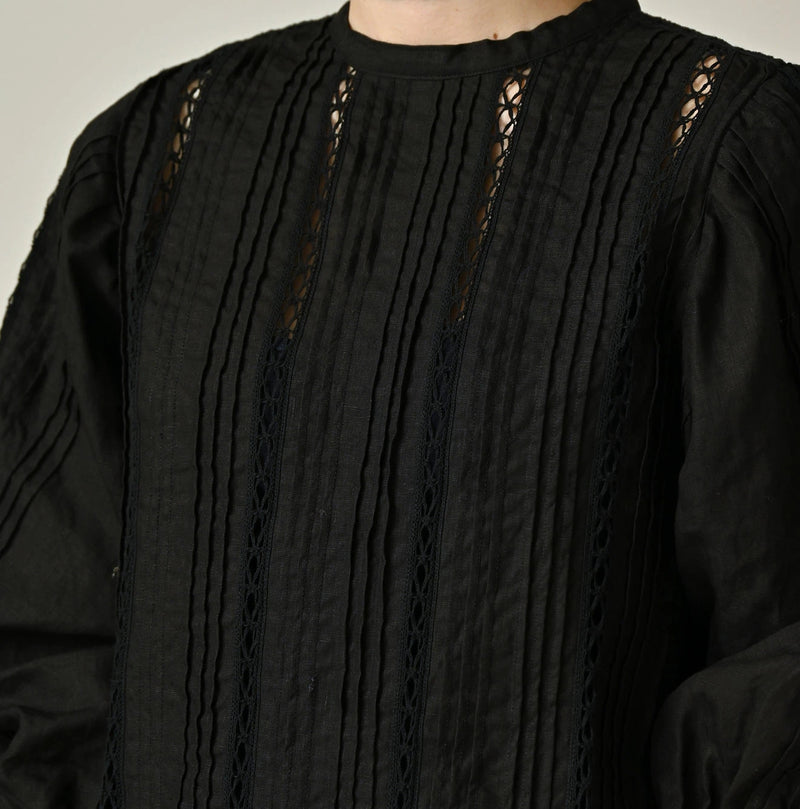 45R Linen Pintuck Lace Blouse - Image 8