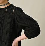 45R Linen Pintuck Lace Blouse