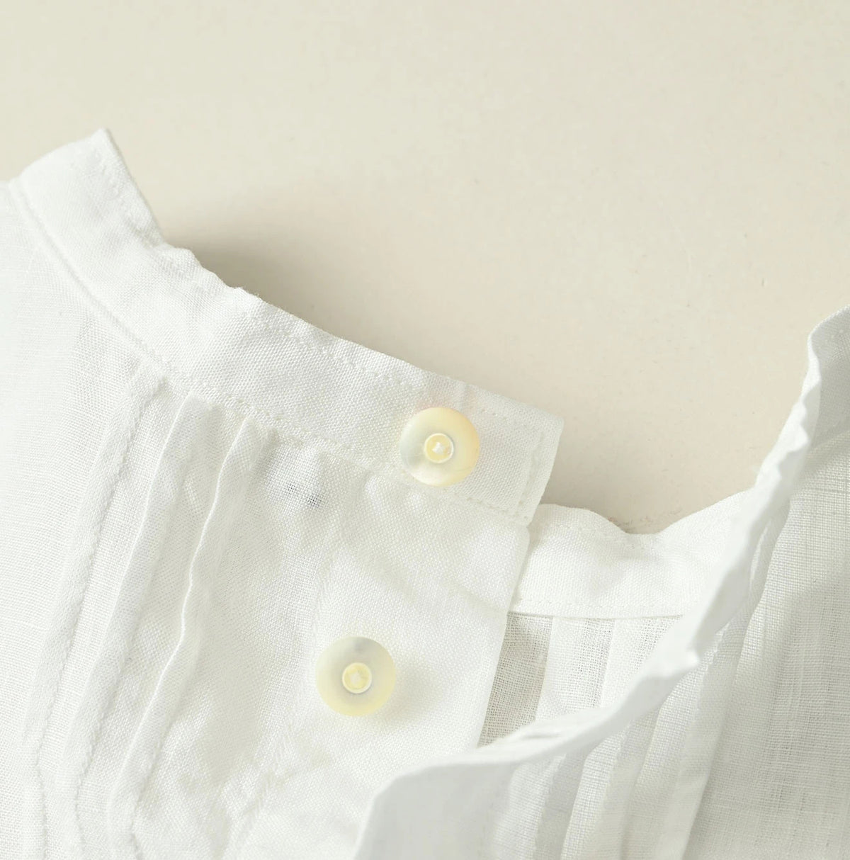 45R Linen Pintuck Lace Blouse