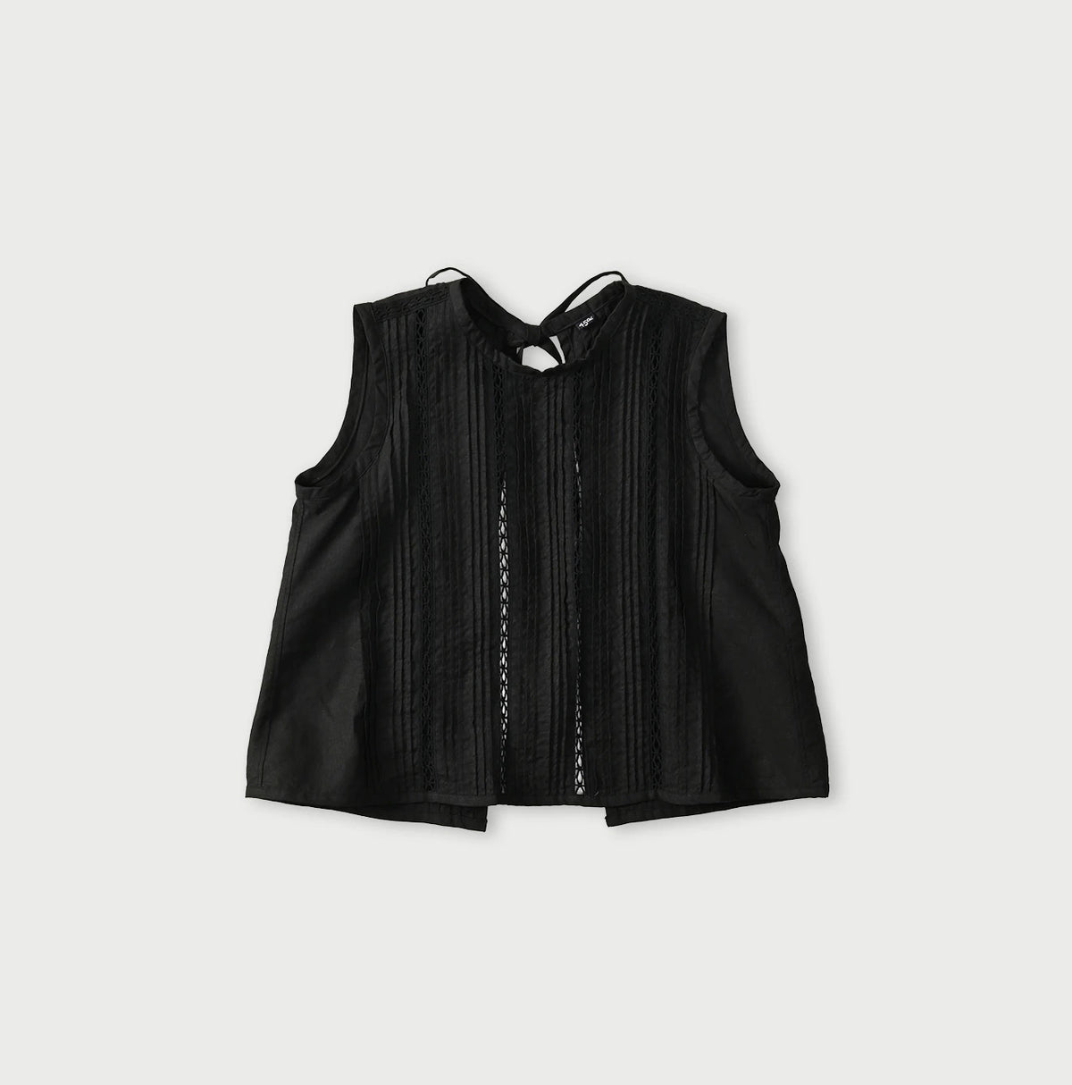 45R Linen Pintuck Lace Sleeveless Top