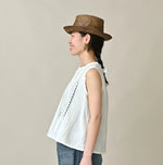 45R Linen Pintuck Lace Sleeveless Top