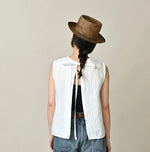 45R Linen Pintuck Lace Sleeveless Top