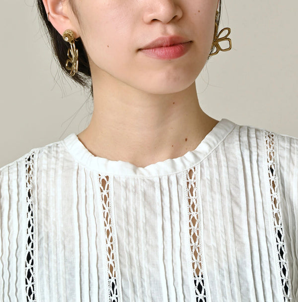 45R Linen Pintuck Lace Sleeveless Top