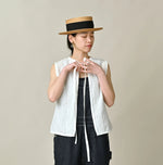 45R Linen Pintuck Lace Sleeveless Top