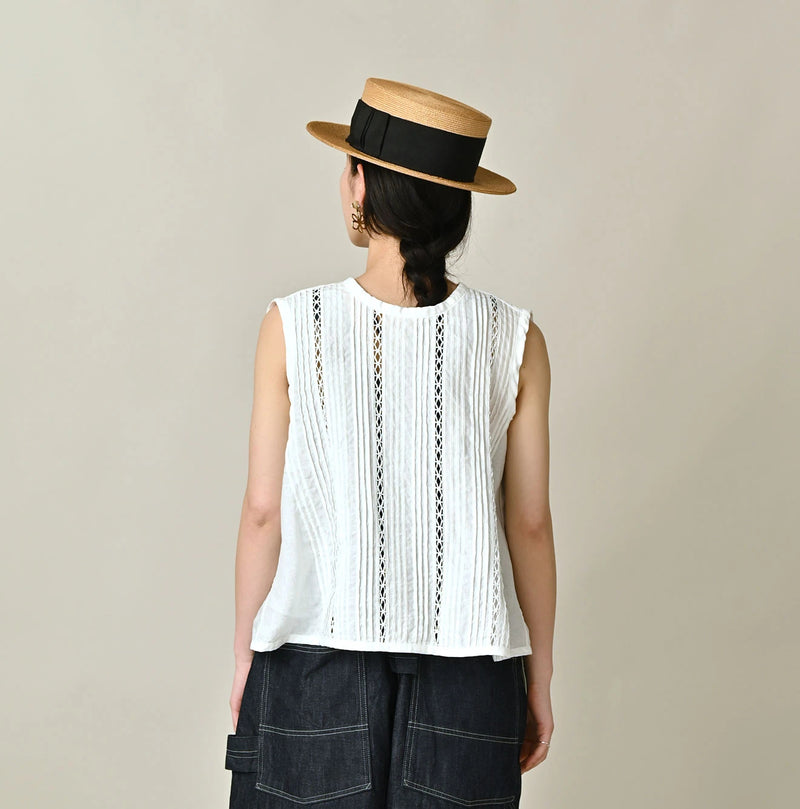 45R Linen Pintuck Lace Sleeveless Top - Image 14