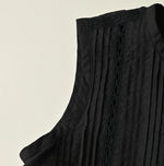 45R Linen Pintuck Lace Sleeveless Top
