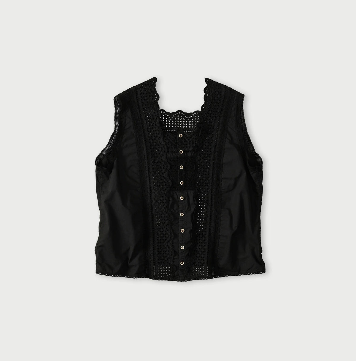 45R Supima Organic Batiste Cutwork Sleeveless Top