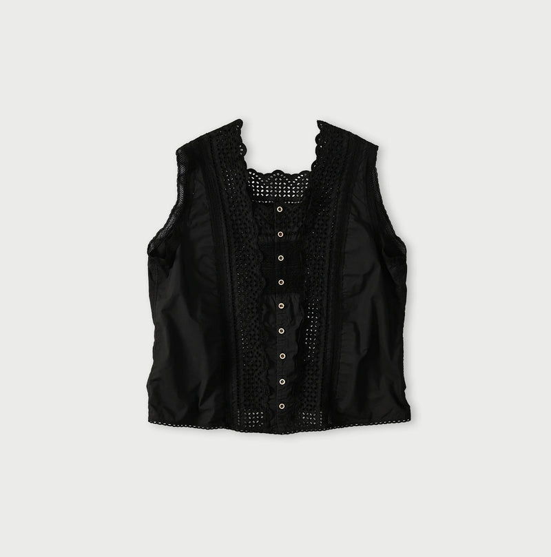 45R Supima Organic Batiste Cutwork Sleeveless Top - Image 2