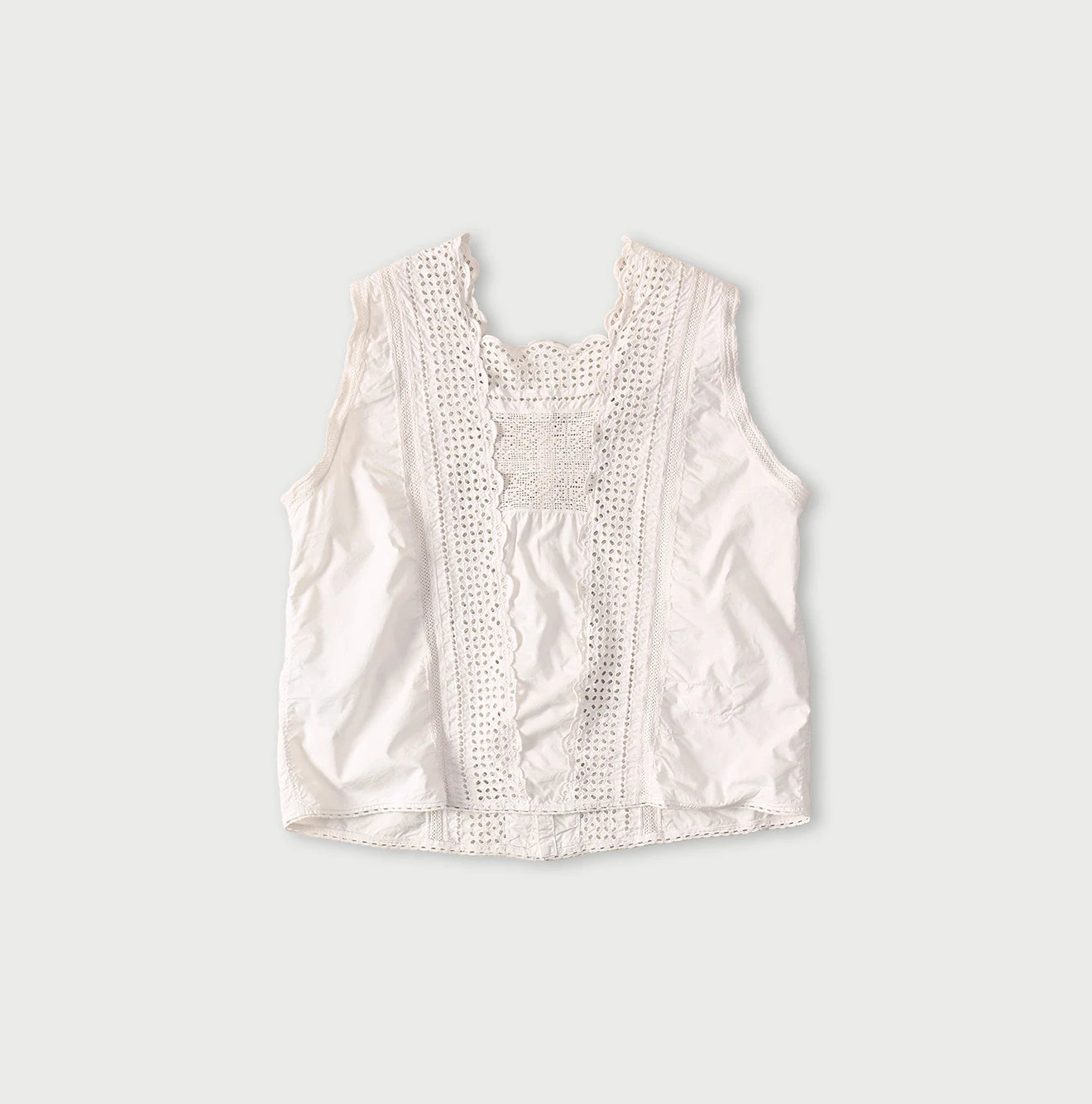 45R Supima Organic Batiste Cutwork Sleeveless Top - Image 12
