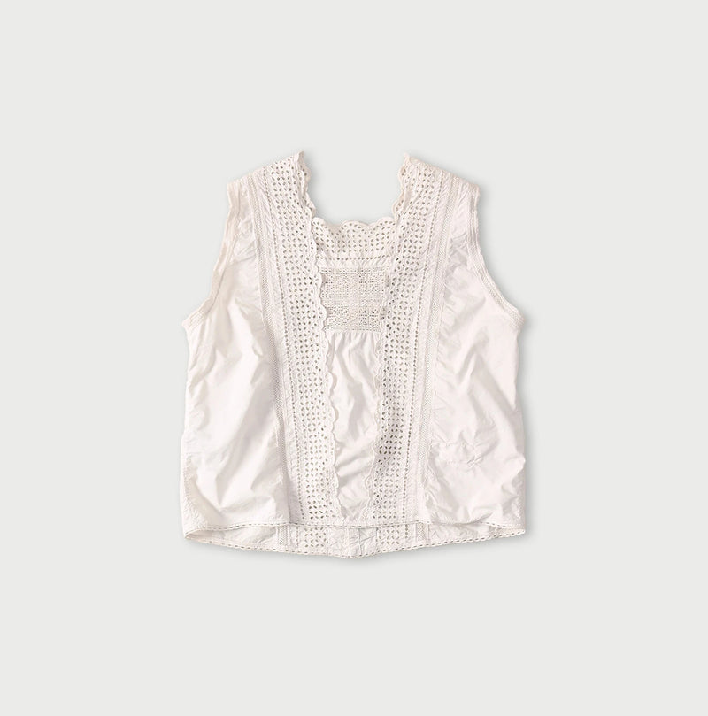 45R Supima Organic Batiste Cutwork Sleeveless Top - Image 12