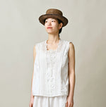 45R Supima Organic Batiste Cutwork Sleeveless Top
