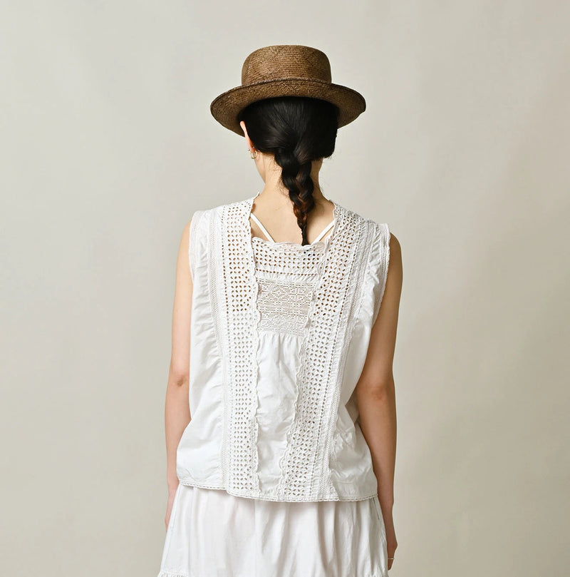 45R Supima Organic Batiste Cutwork Sleeveless Top - Image 6