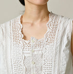 45R Supima Organic Batiste Cutwork Sleeveless Top
