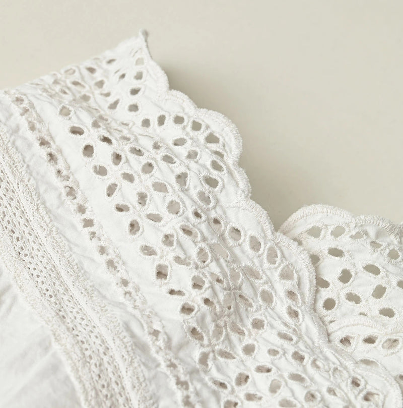 45R Supima Organic Batiste Cutwork Sleeveless Top - Image 13
