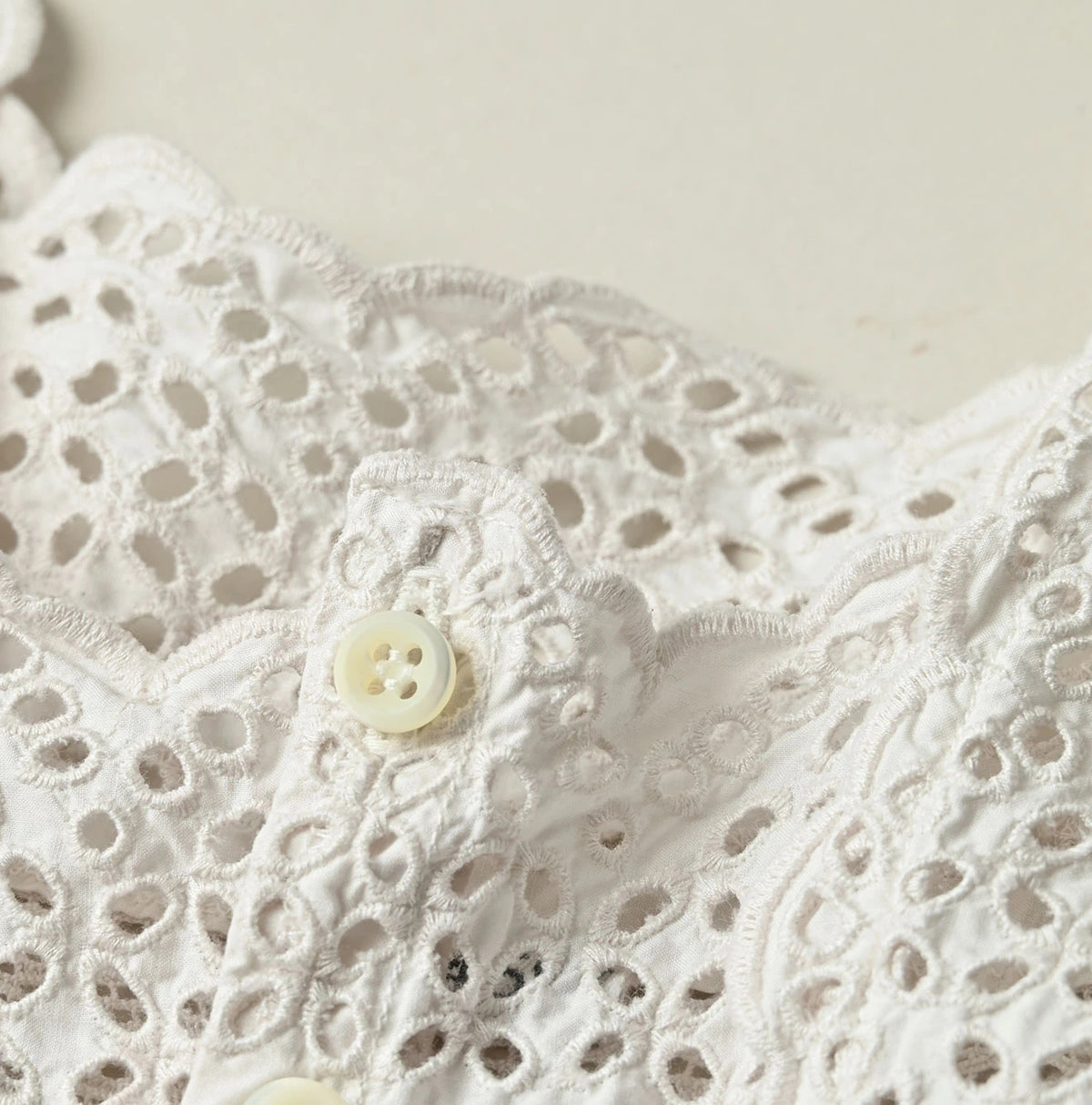 45R Supima Organic Batiste Cutwork Sleeveless Top