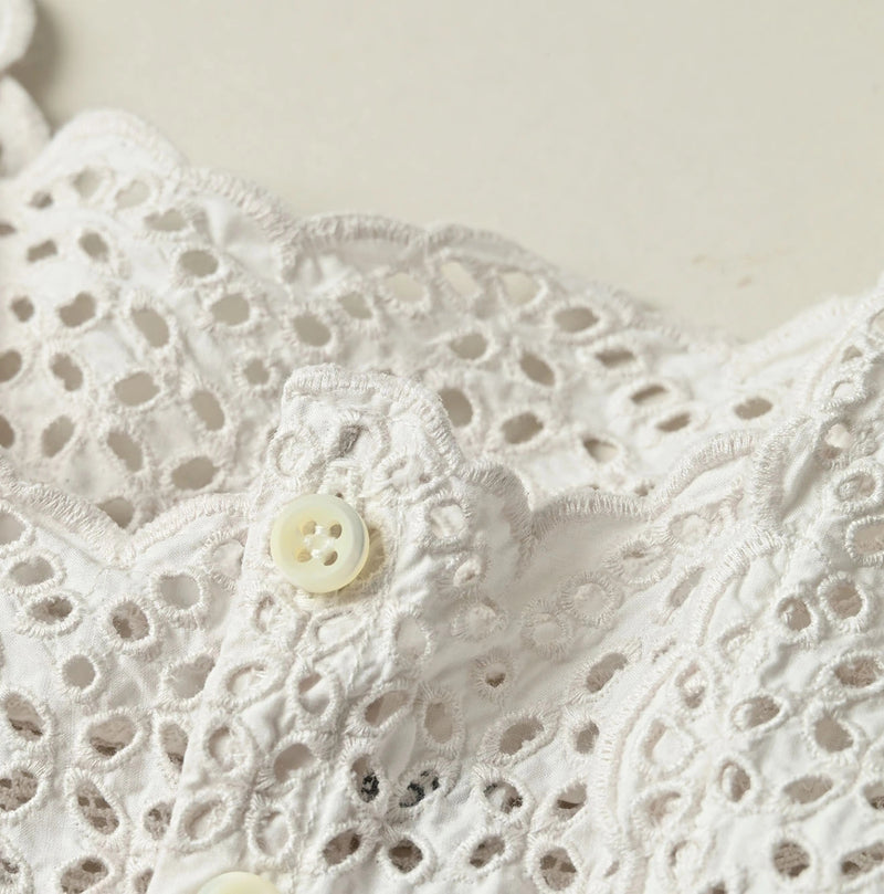 45R Supima Organic Batiste Cutwork Sleeveless Top - Image 15