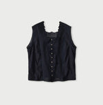 45R Indigo Supima Organic Batiste Cutwork Sleeveless Top