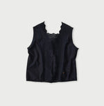 45R Indigo Supima Organic Batiste Cutwork Sleeveless Top