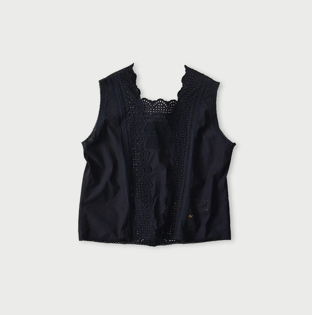 45R Indigo Supima Organic Batiste Cutwork Sleeveless Top - Image 11