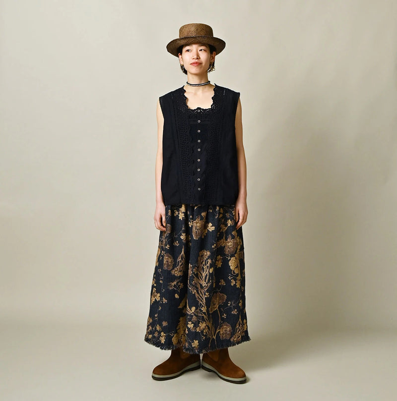 45R Indigo Supima Organic Batiste Cutwork Sleeveless Top - Image 2