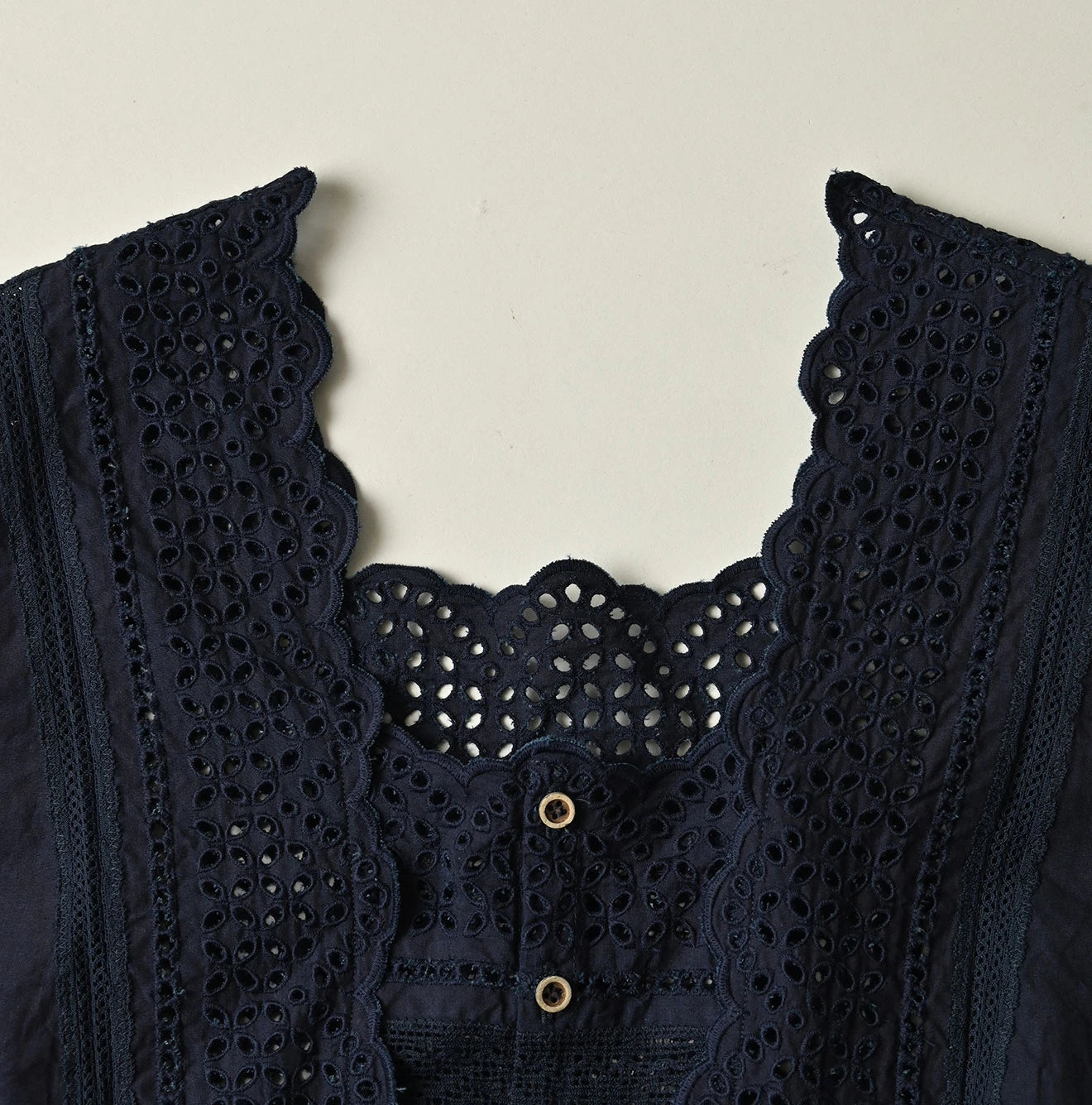 45R Indigo Supima Organic Batiste Cutwork Sleeveless Top - Image 12