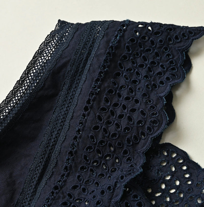 45R Indigo Supima Organic Batiste Cutwork Sleeveless Top - Image 13