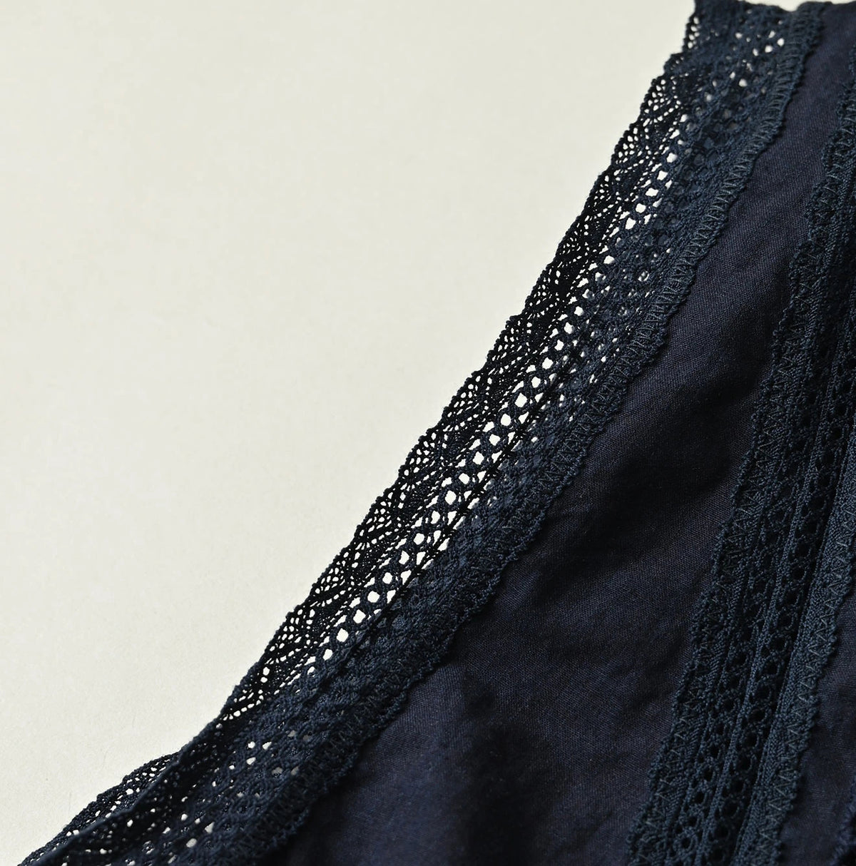 45R Indigo Supima Organic Batiste Cutwork Sleeveless Top