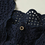 45R Indigo Supima Organic Batiste Cutwork Sleeveless Top