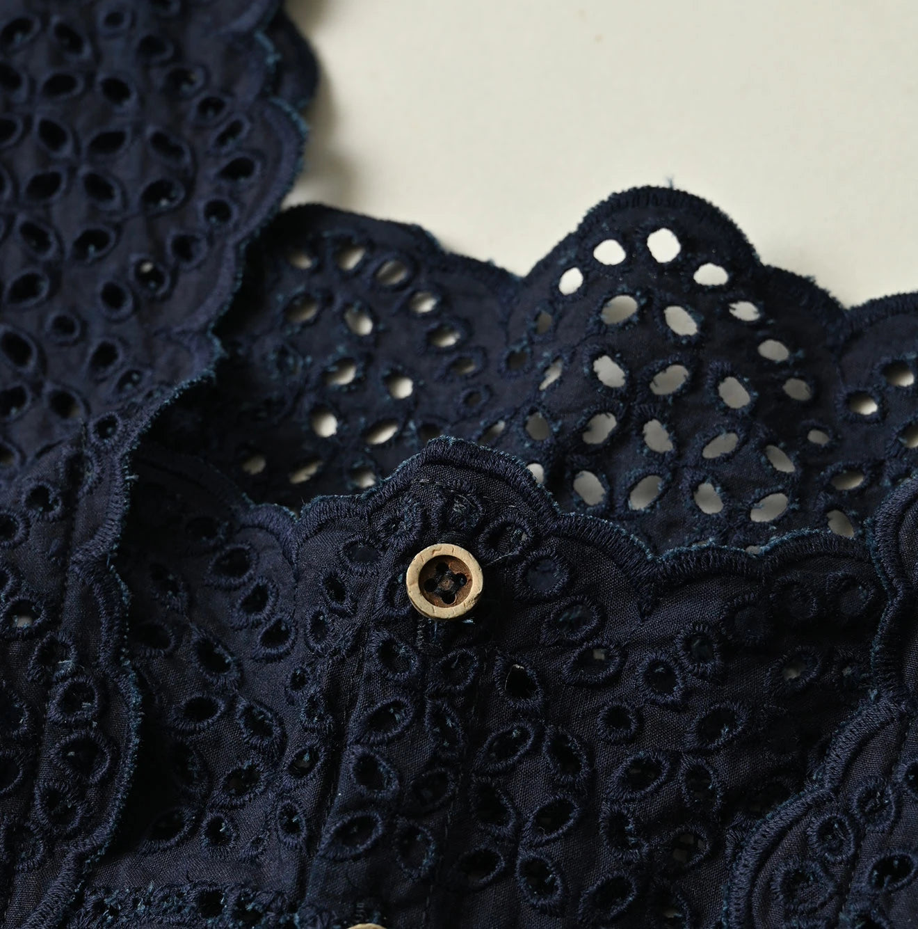 45R Indigo Supima Organic Batiste Cutwork Sleeveless Top - Image 15
